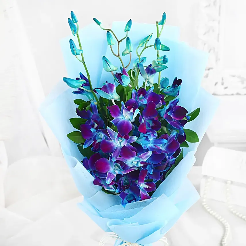Blue Orchid Bliss with Mini Cake2 Blue Orchid Bliss with Mini Cake - Image 2