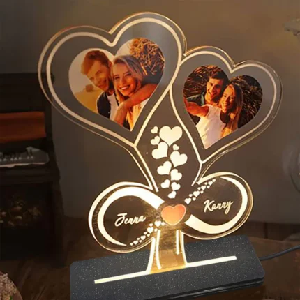 Double Heart LED Lamp with Custom Photos