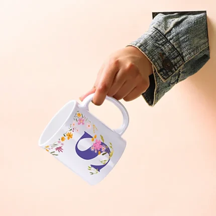 Initial Bloom Ceramic Mug
