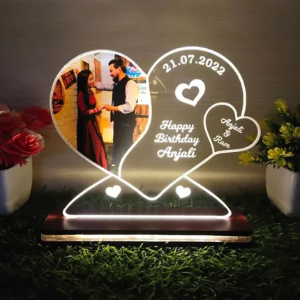 Personalized LED Heart Lamp with Birthday Message