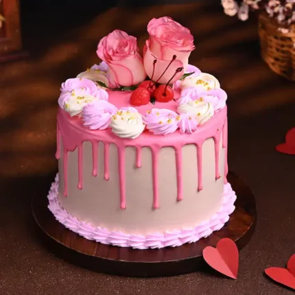 Romantic Pink Drip Cake
