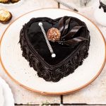 Midnight Floral Truffle Heart Cake - Image 2
