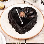 Midnight Floral Truffle Heart Cake